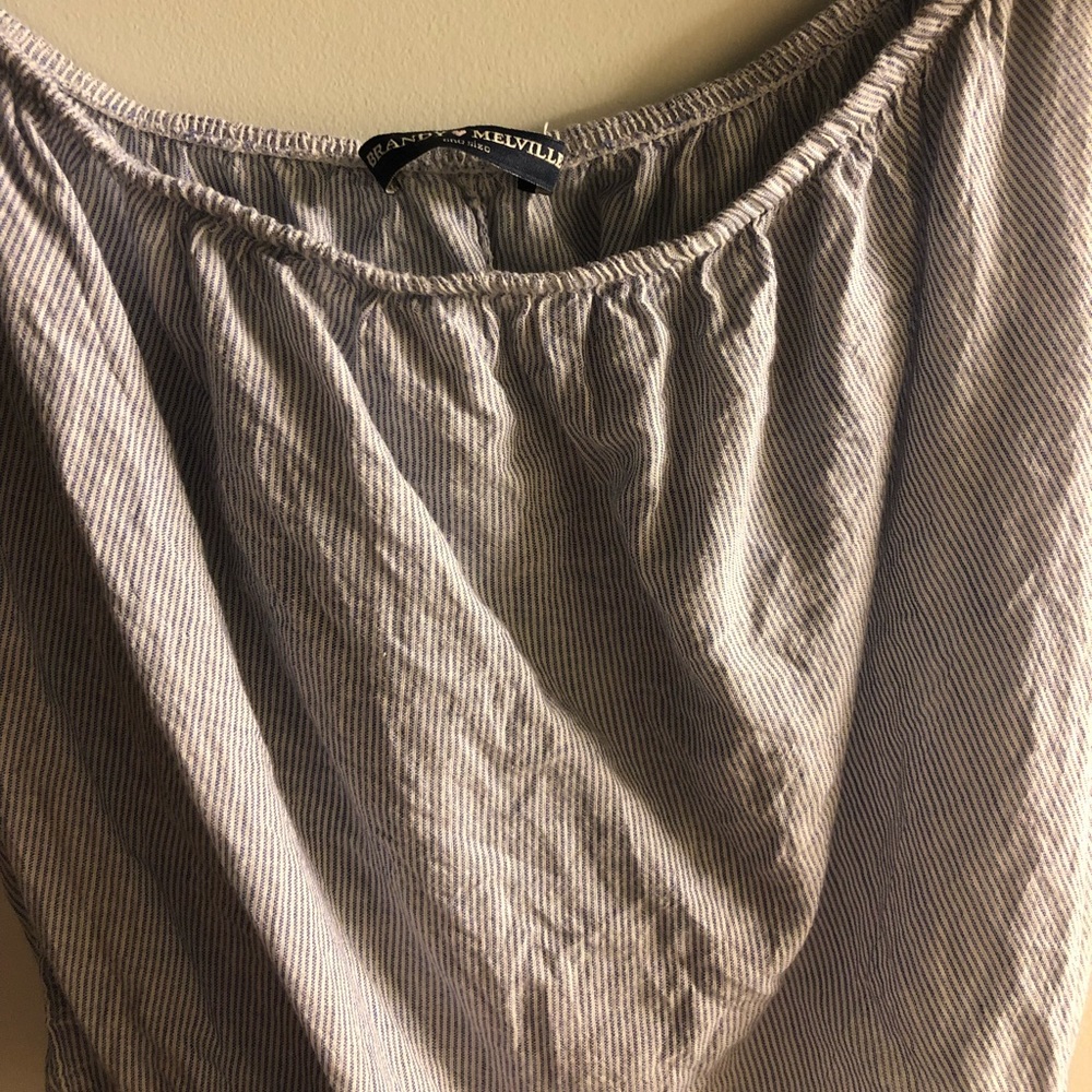 Brandy Melville Blue & White Striped Off Shoulder - Picture 5 of 5